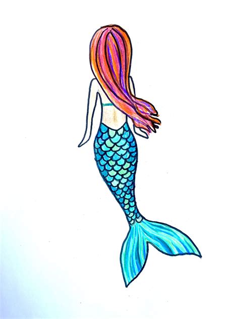 beautiful mermaid drawing|easy beautiful mermaid drawing.